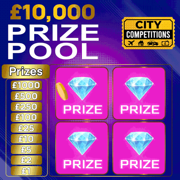 £10,000 PRIZE POOL SCRATCH CARD! WIN CASH INSTANTLY! FOR £1!