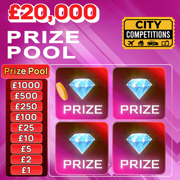 £20,000 PRIZE POOL JACKPOT SCRATCH CARD! TICKETS £2!