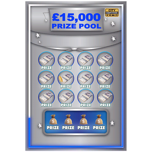 £15,000 PRIZE POOL  SCRATCH CARD